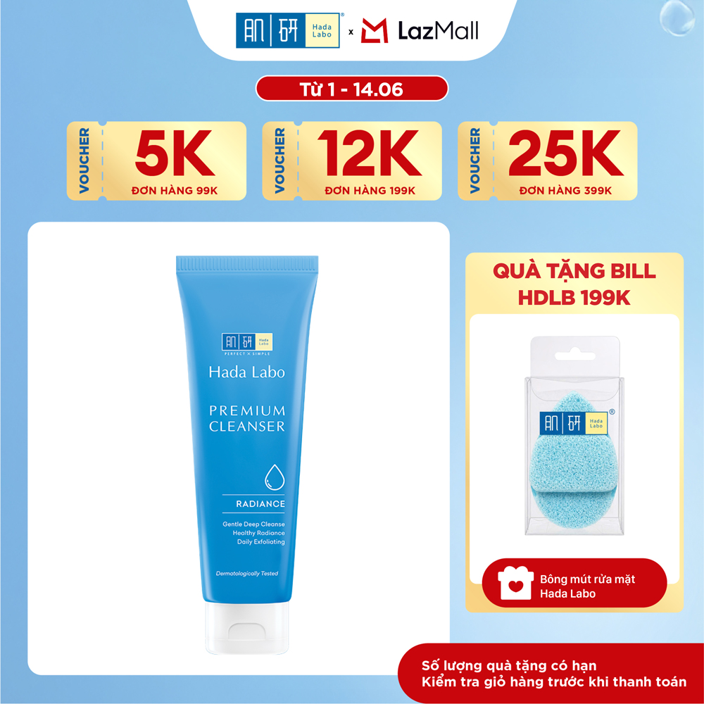Sữa rửa mặt dưỡng trắng cao cấp Hada Labo Premium Cleanser Radiance 100g