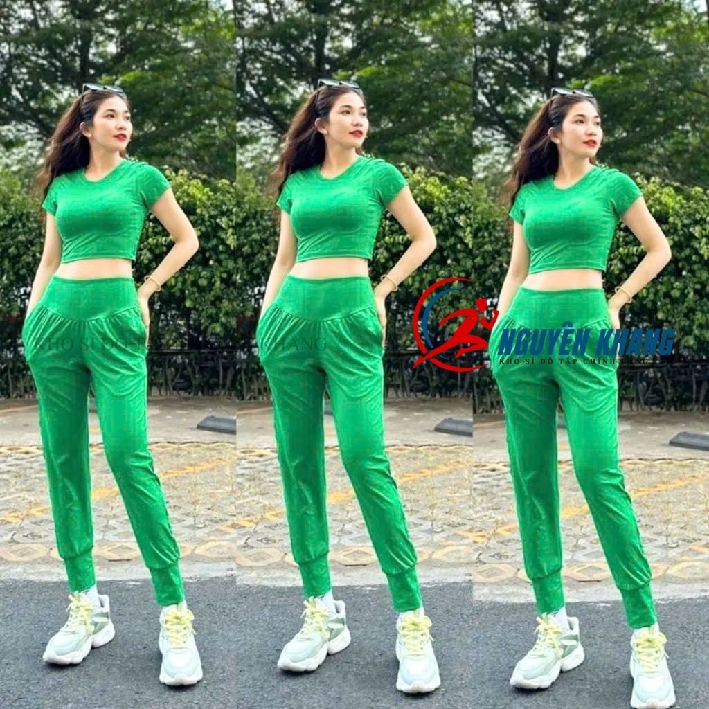 Bộ Tập Thể Thao Quần Dài Có Túi Áo Croptop Tập Gym- Yoga -Earobich - 7