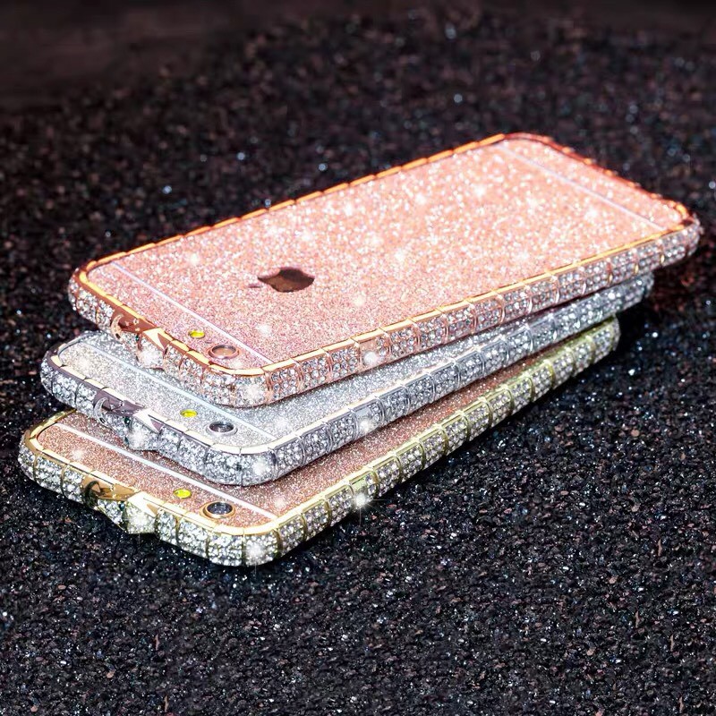 Ốp điện thoại viền kim loại đính đá lấp lánh sang trọng cho iphone 6plus/7plus/8plus