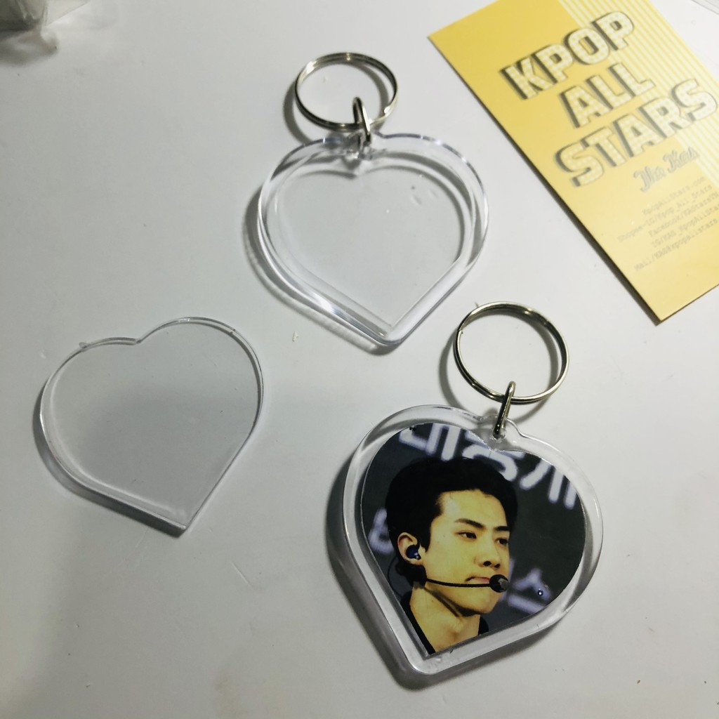 Phôi Móc khoá mica Acrylic trong suốt, dễ dàng cắt hình nhét vô. Làm móc khóc in hình theo yêu cầu. Rất xinh và rất dễ làm KAS - KPOP ALL STARS