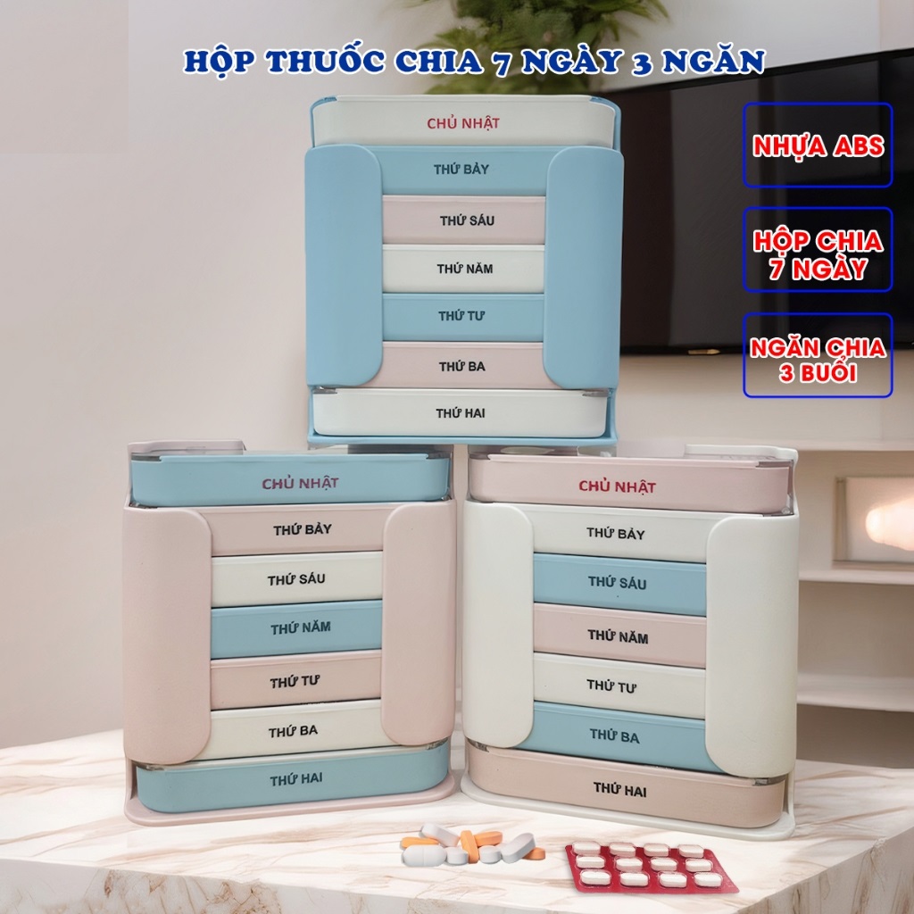 Hộp Chia Thuốc 7 Ngày 7 tầng 3 Ngăn Ts-275 Sáng Trưa Chiều Hàng Việt Nam, hộp chia ngăn thuốc, hộp chia thuốc, hộp chia ngăn thuốc 3 ngăn, hộp chia ngăn, hộp đựng thuốc chia ngăn, hộp chia 3 ngăn đựng thuốc