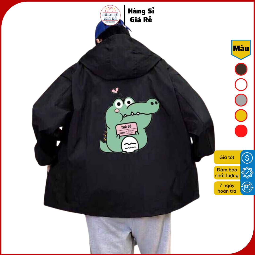 ❤️ 2 LỚP - KHÓA TÚI ❤️ ÁO KHOÁC GIÓ 2 LỚP KHÓA TÚI CÓ NÓN - ÁO KHOÁC DÙ NAM NỮ IN HỌA TIẾT Nổi BẬT MÀU ĐEN