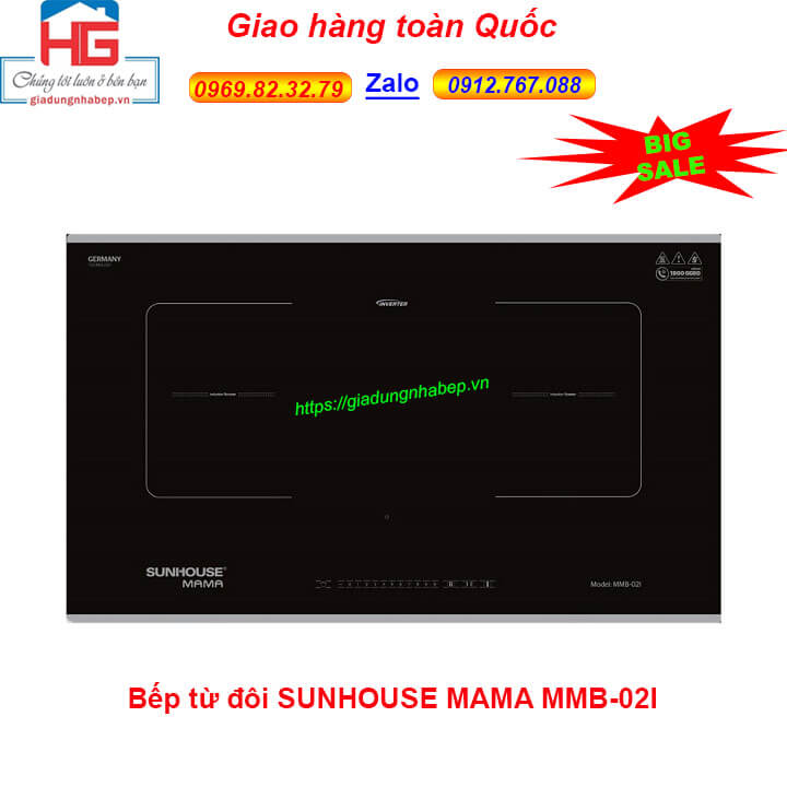 Bếp đôi điện từ sunhouse mama mmb-02i