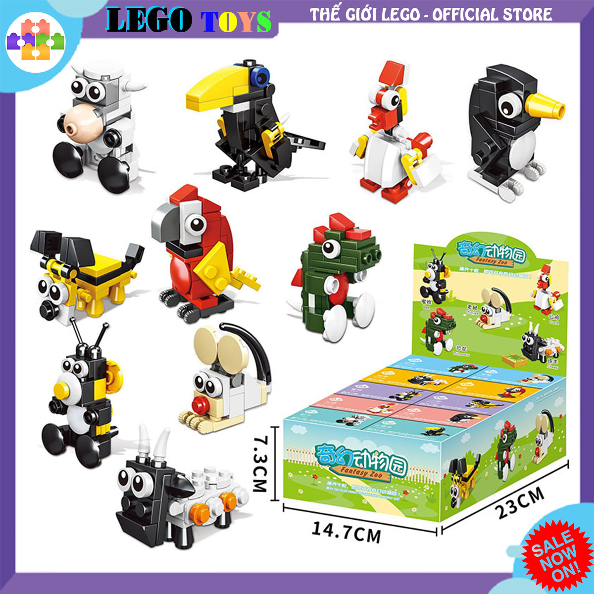 Bộ lego xếp hình gồm 08 con thú fantasy zoo với 31pics, mẫu lớn và đẹp cho bé