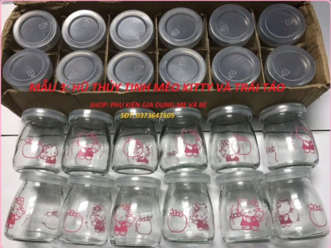 Hủ đựng sữa chua thủy tinh Combo 12 hũ yaourt 100ml nắp nhựa
