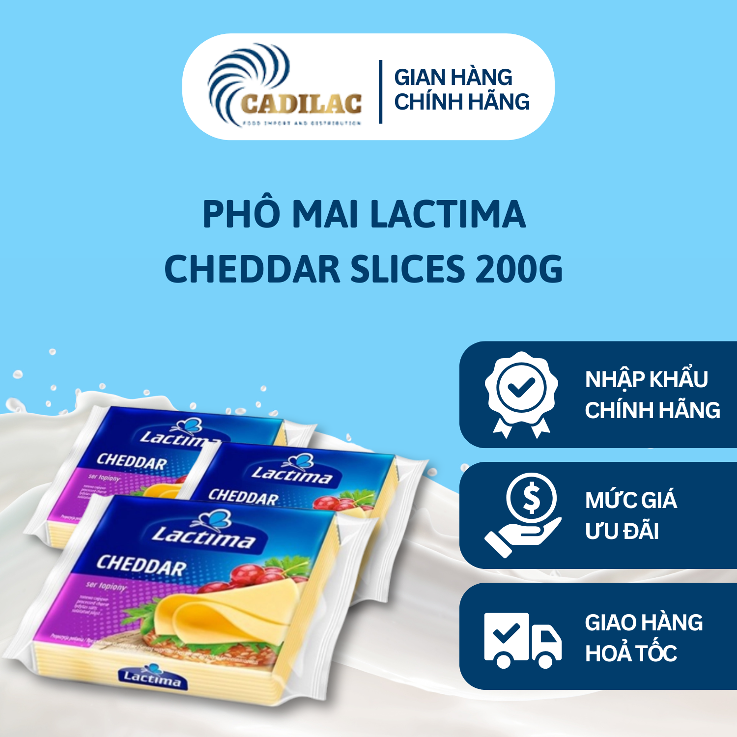 Phô Mai Lactima Cheddar Slices 200g