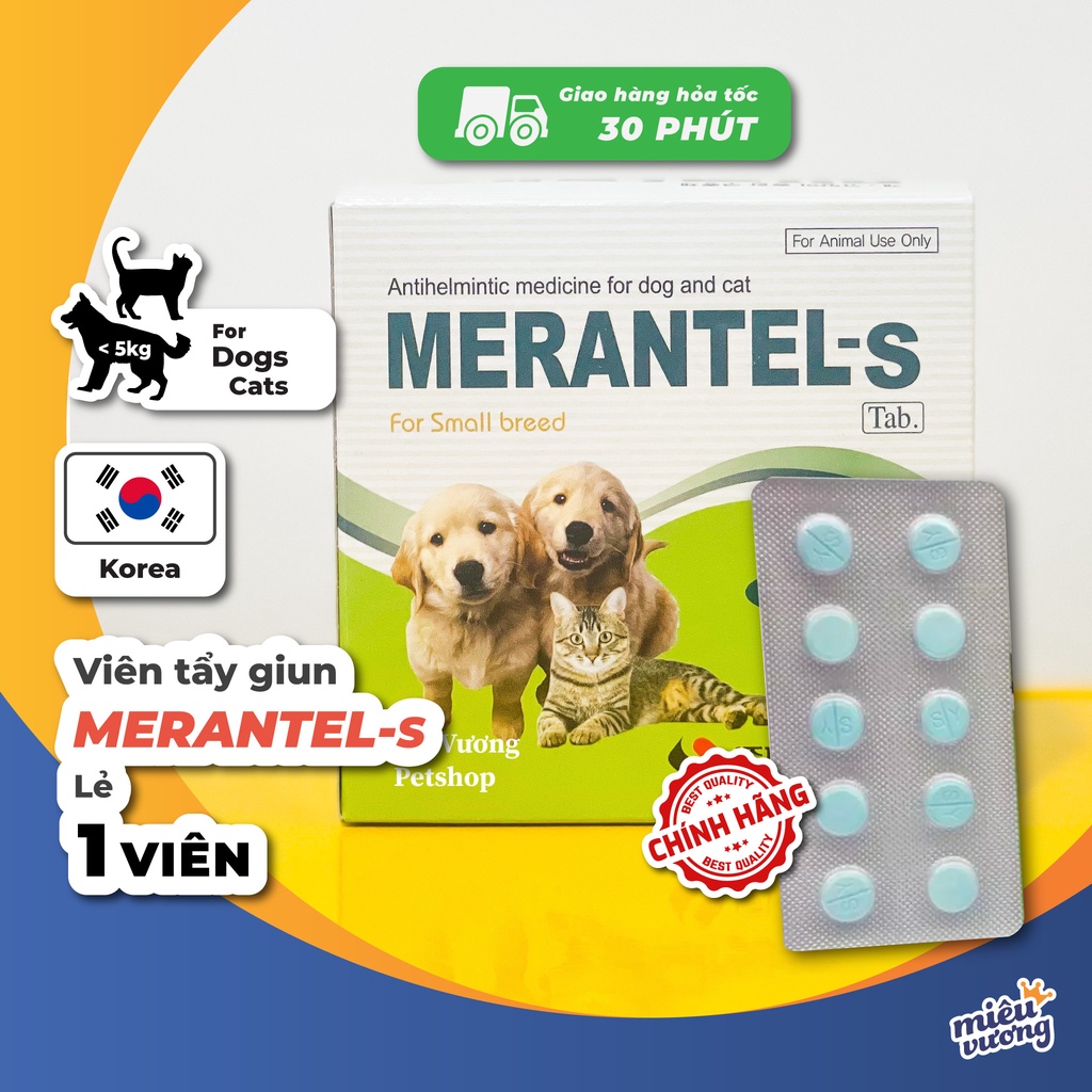 Viên chống giun Hàn Quốc Merantel-S cho chó mèo dưới 5kg