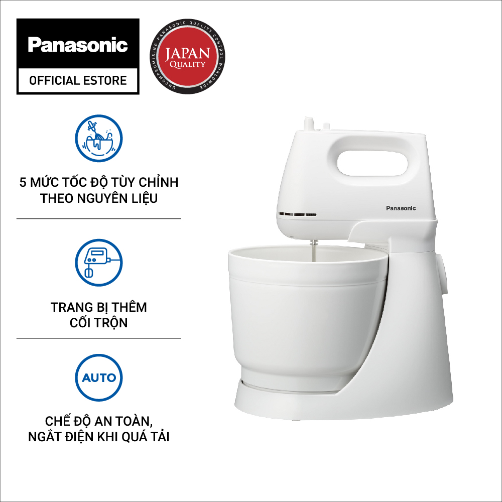 Máy Đánh Trứng Để Bàn Panasonic MK-GB3WRA - Kèm tô đánh trứng - 4 que đánh trứng và trộn bột bằng thép không gỉ - Công suất 175W - 5 tốc độ - Chức năng an toàn - Bảo hành chính hãng 12 tháng