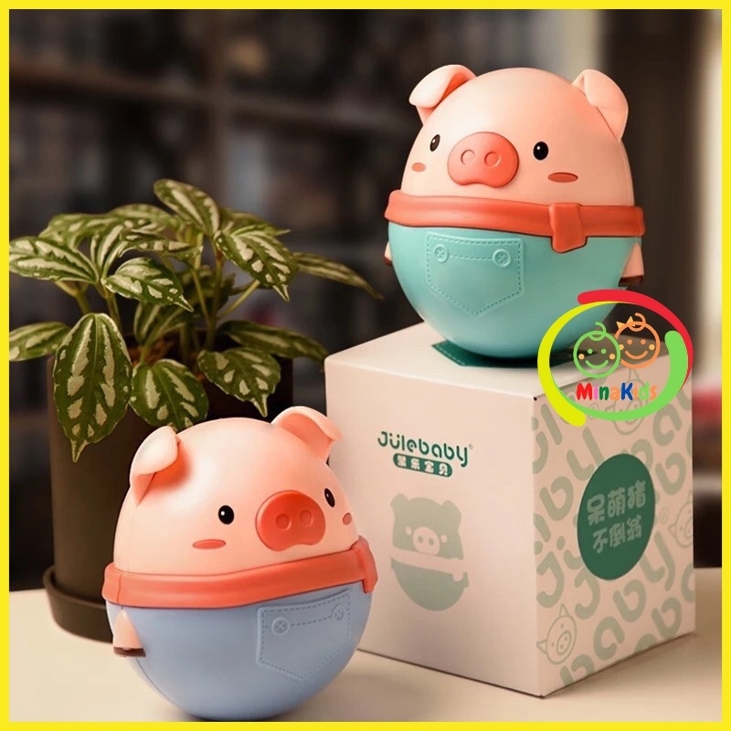 Con lật đật cho bé hình chú heo đáng yêu lục lạc đồ chơi cho trẻ sơ sinh an toàn minakids ld06