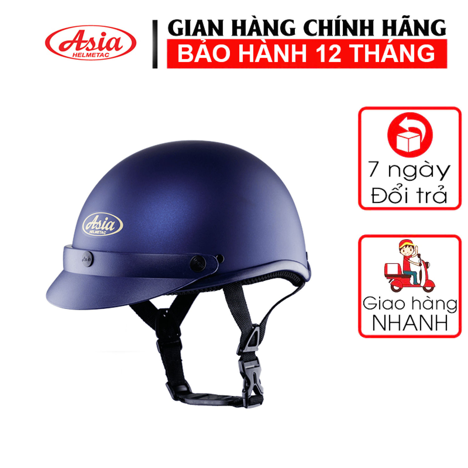 Mũ Bảo Hiểm 1 2 Đầu Asia MT-105 Chính Hãng - Bảo Hành 12 Tháng