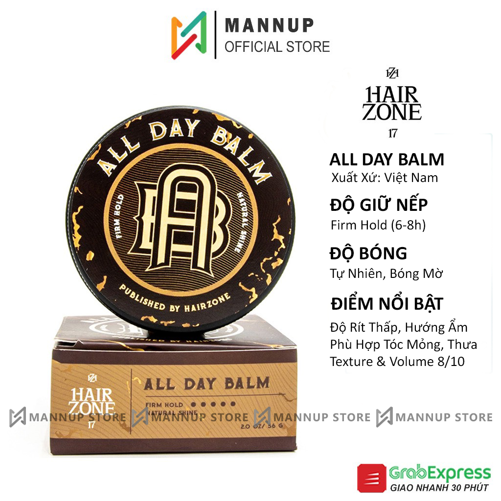 Sáp vuốt tóc all day balm 56g by hair zone - bản mới nhất