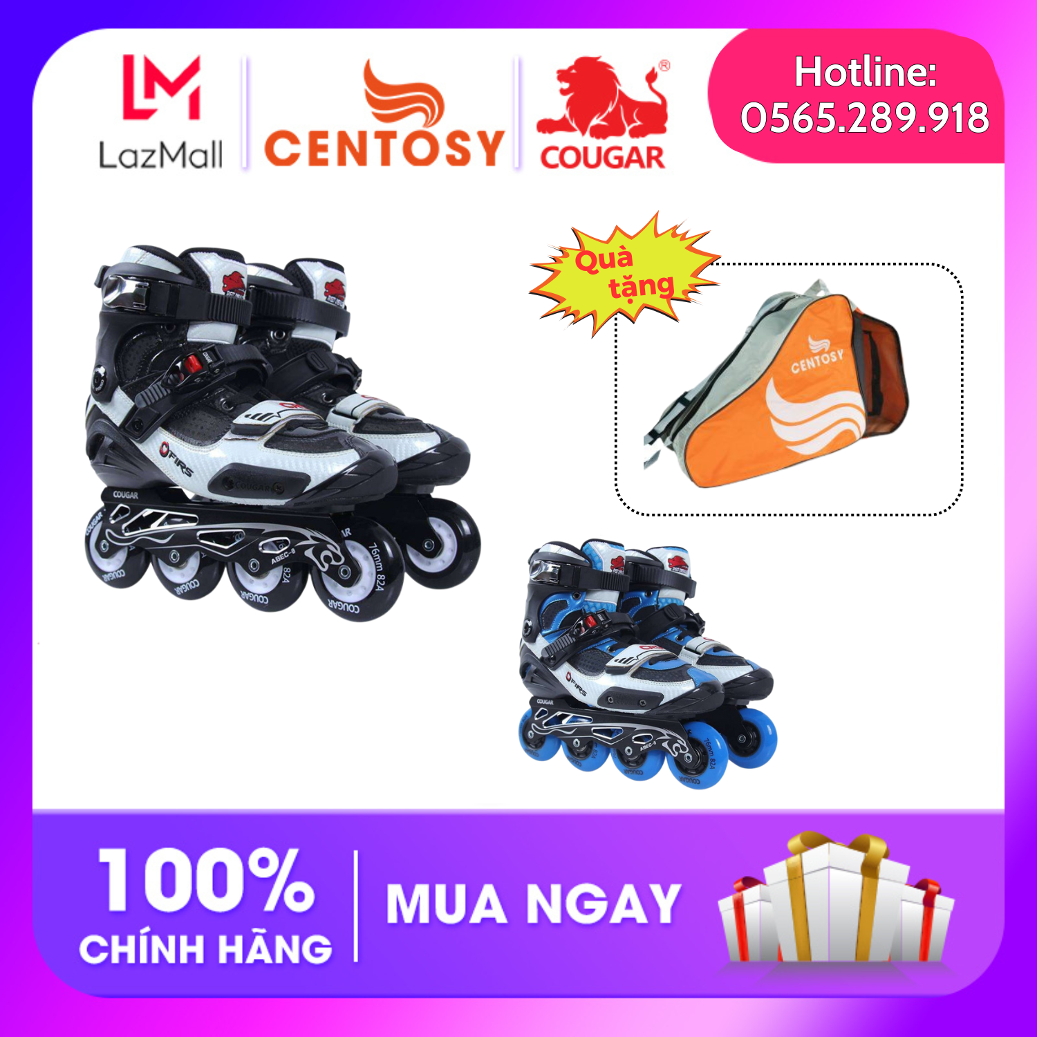 Giày Patin Người Lớn Cougar CR9 chính hãng cao cấp ( Tặng túi đựng giày xịn )