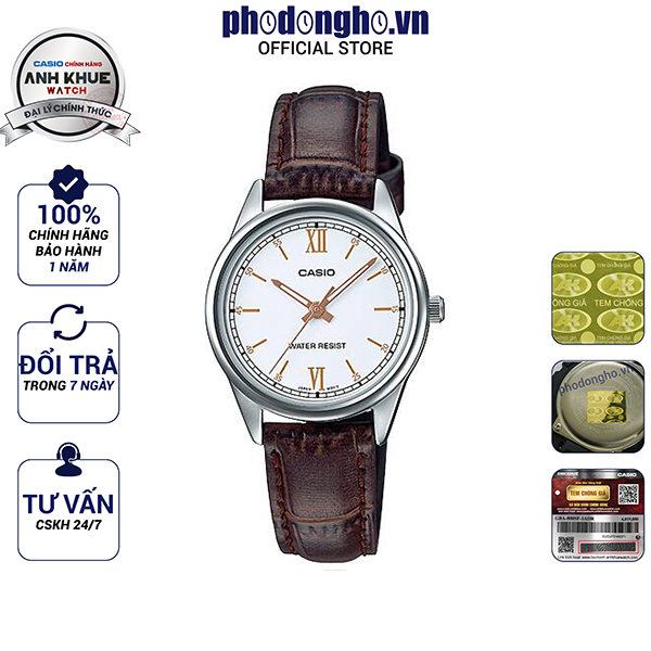 Đồng hồ nữ dây da casio anh khuê ltp-v005l-7b3udf
