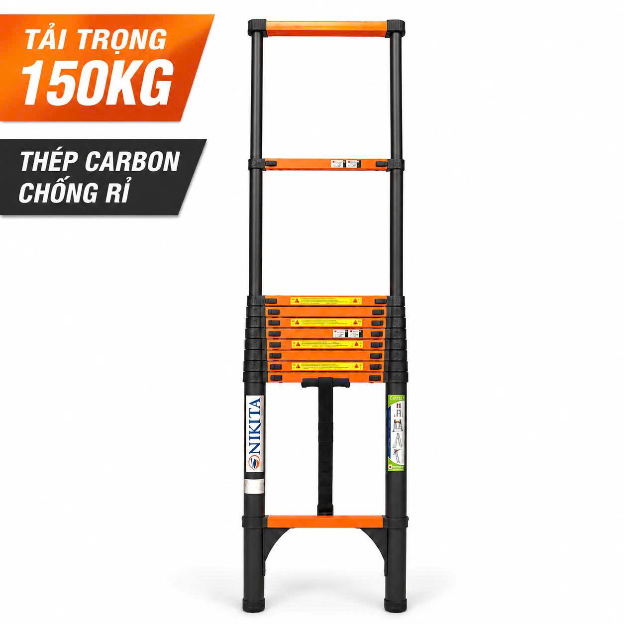 THANG RÚT ĐƠN THÉP CARBON NIKITA – TẢI TRỌNG 150KG - BẢO HÀNH CHÍNH HÃNG 1 NĂM - MẪU MỚI NHẤT 2026