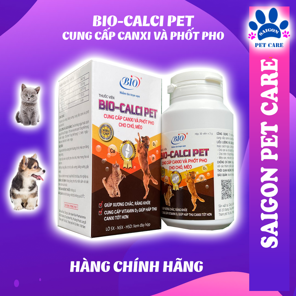 Viên uống Bio-Calci Pet cung cấp Canxi và Phốt pho cho chó mèo