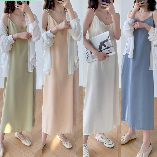 Đầm maxi chất liệu vải voan trơn mềm mịn xinh xắn dễ phối đồ