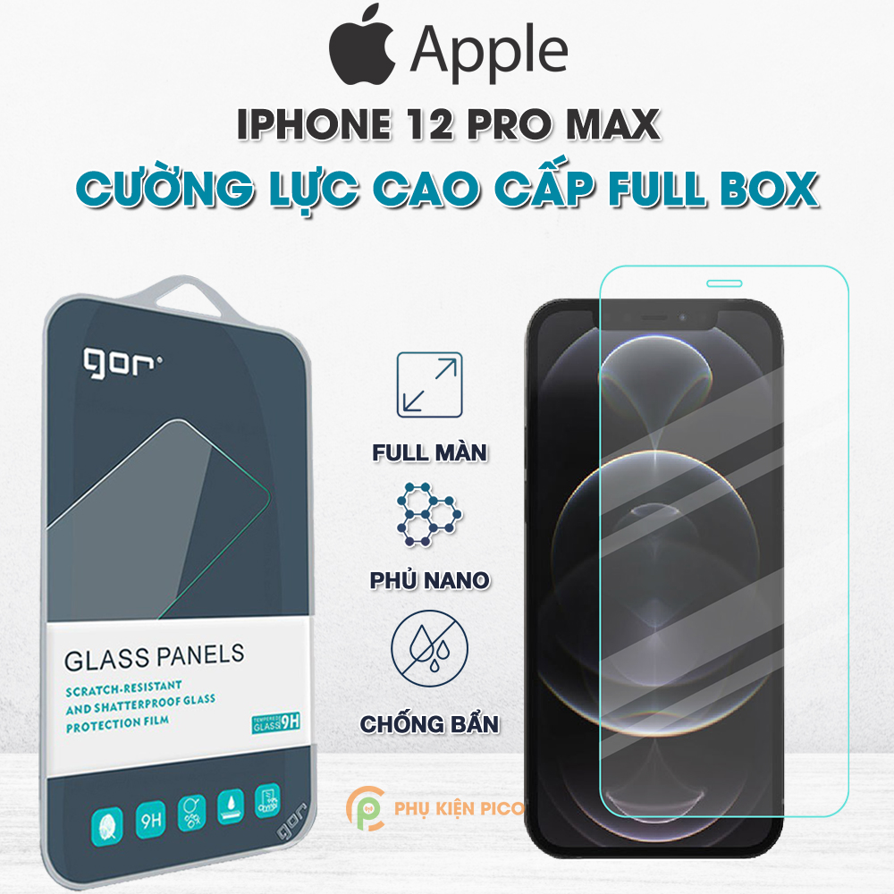 Kính cường lực Iphone 12 Pro Max trong suốt full màn hình chính hãng GOR - Dán màn hình Iphone 12 Pro Max