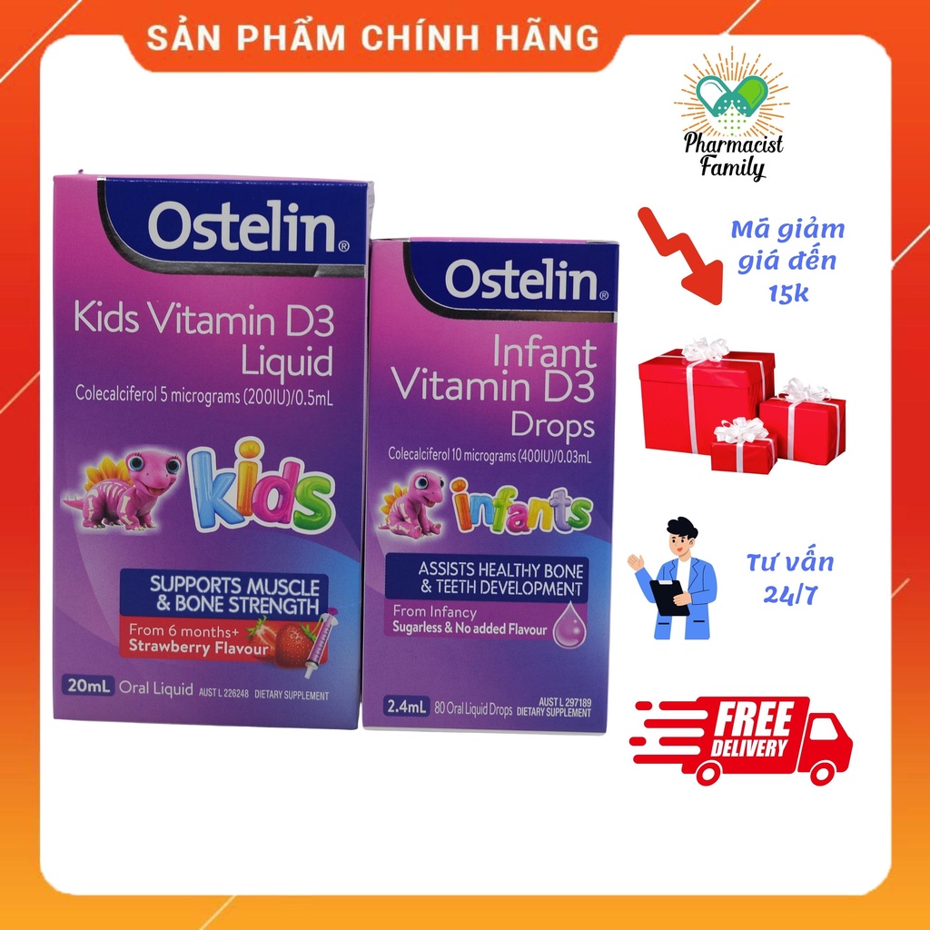Vitamin D3Ostelin kid liquid 20ml và Ostelin Infant Drop 2