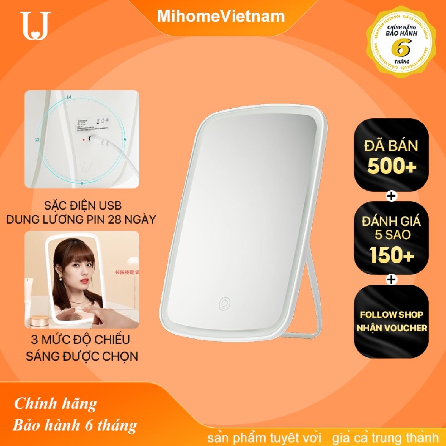 Gương trang điểm Xiaomi Jordan Judy NV026 - Gương trang điểm có đèn LED Jordan Judy