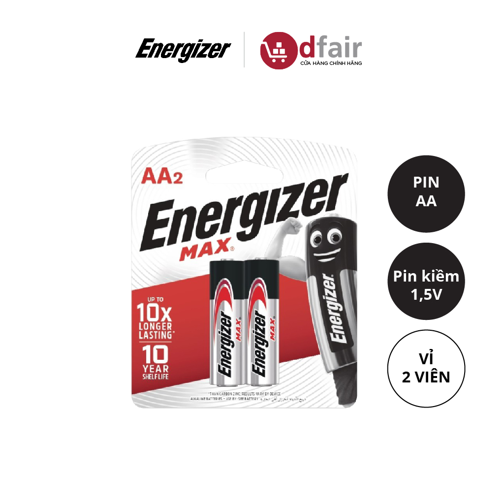 Vỉ 2 viên pin aa energizer max e91 bp2 - 100193490