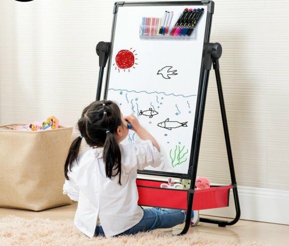 Giá Flipchart 2 mặt zoay lật 360 độ cho bé tập vẽ - bảng vẽ nam châm 360 độ cao cấp cho trẻ