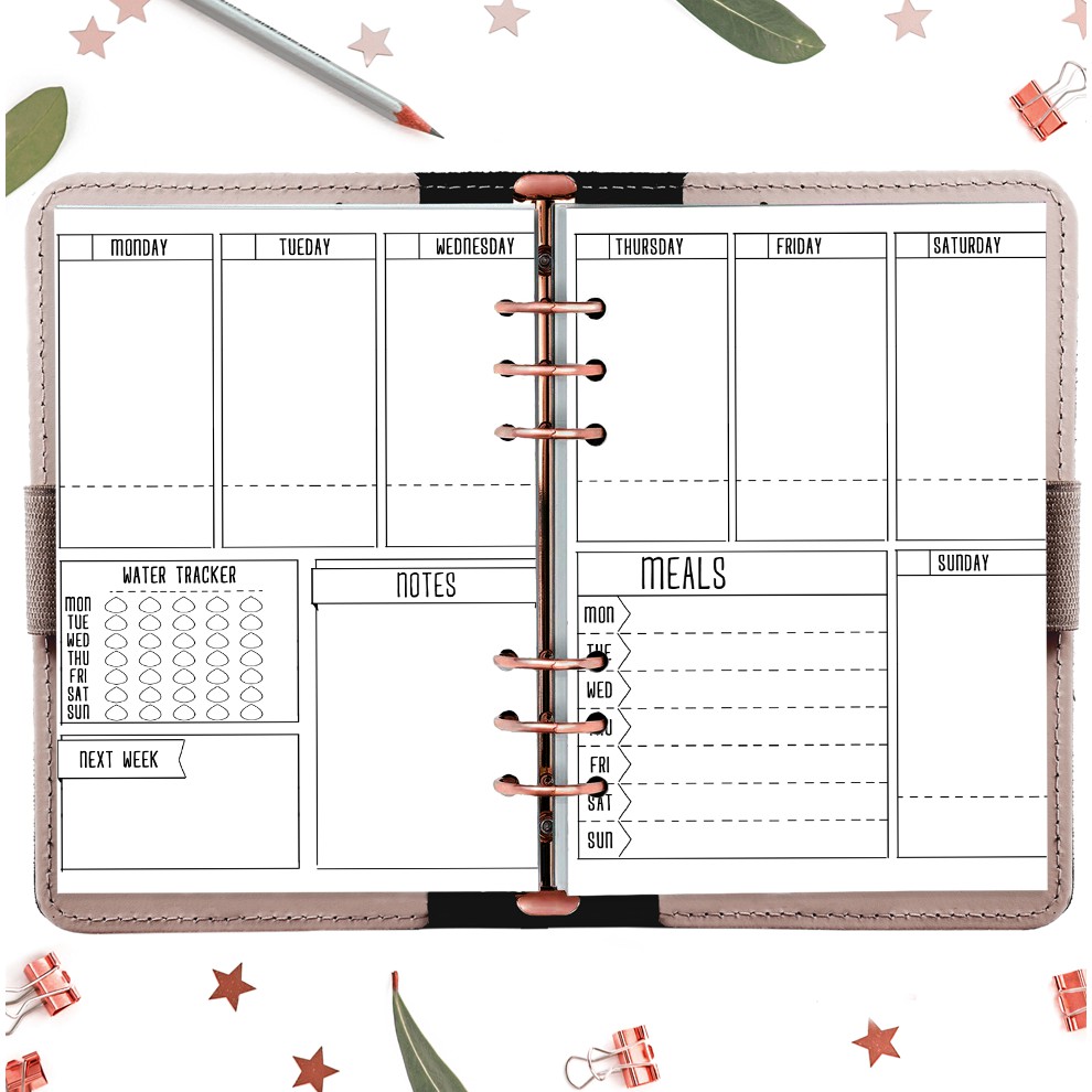 Sổ còng 6 lỗ A5 planner Kế hoạch trọn đời, tháng, tuần, ngày in sẵn layout trang trí