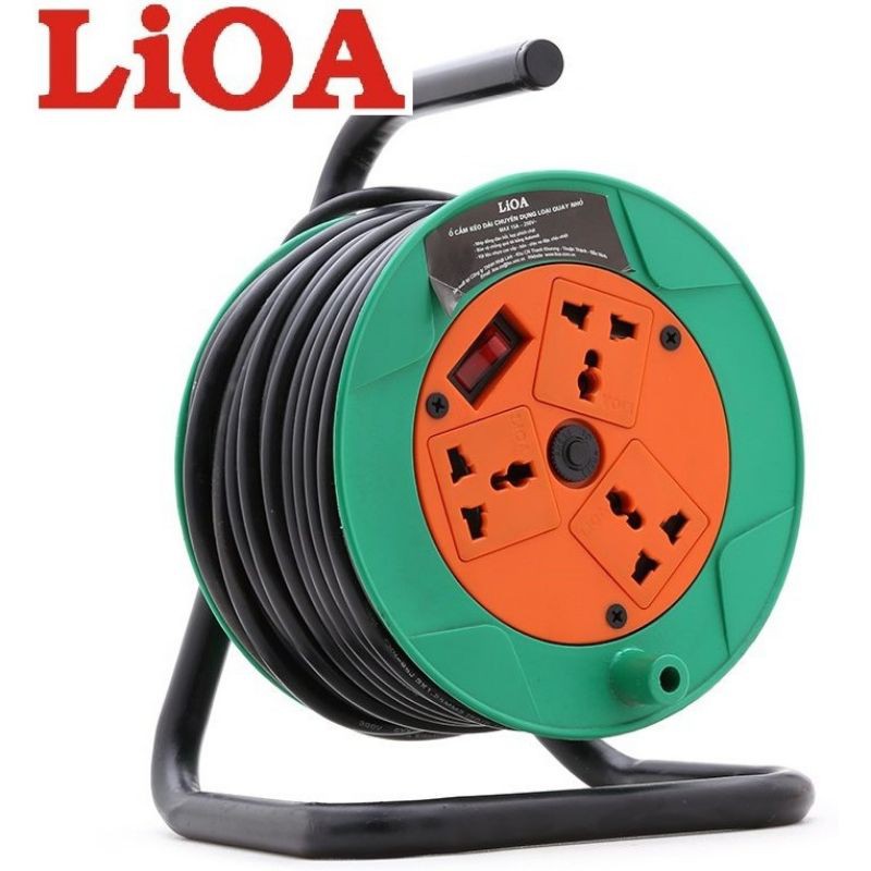 Ổ cắm quay lioa kiểu rulo phổ thông dây 20m qn20-2-10a/qn20-2-15a/qn20-3-15a lioa