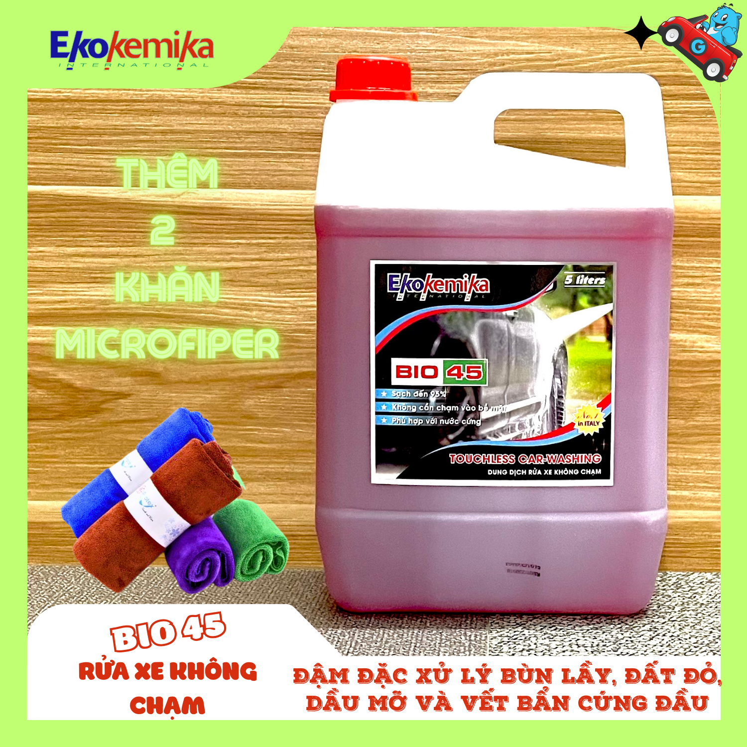 NƯỚC RỬA Ô TÔ - XE MÁY KHÔNG CHẠM EKOKEMIKA ITALY BIO 45-5L