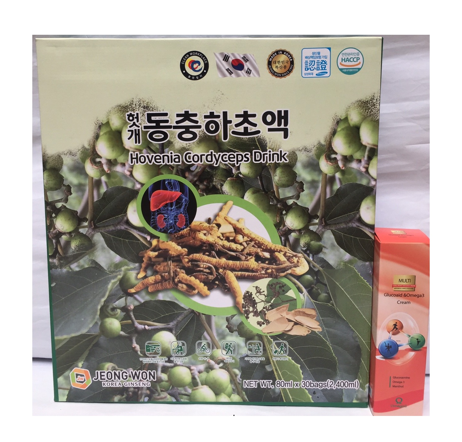[HCM]Nước Mát Gan Đông Trùng Hovenia Cordyceps Drinhk JEONG WON Tặng kèm 1 hộp dầu lạnh Omega3 Hàn Quốc PP Sâm Yến 3A