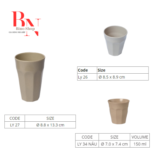[HCM]Ly Nhựa Melamine Trà Đá Màu Nâu