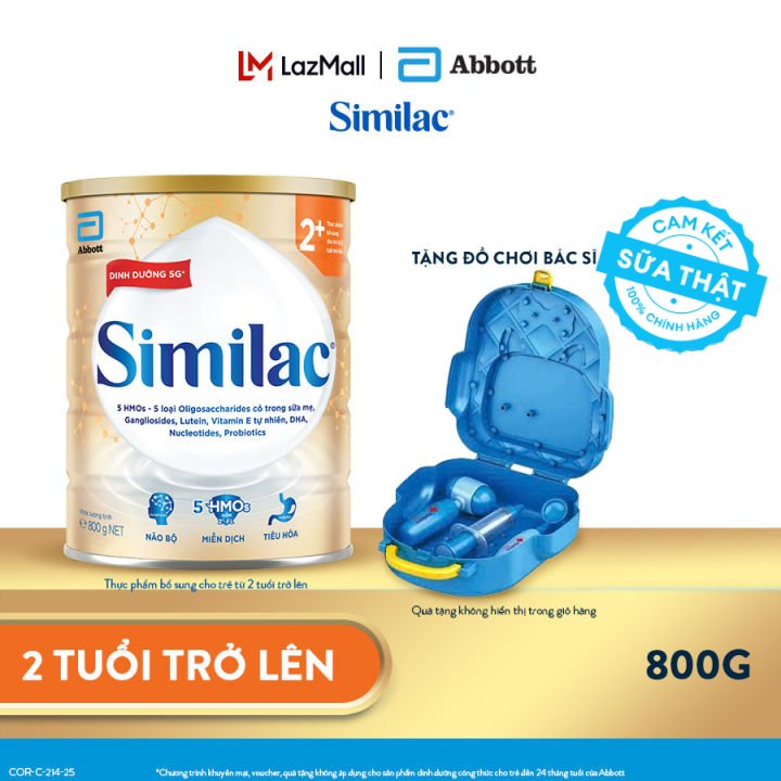 Lon sữa Similac 2+ 800g tặng bộ đồ chơi y tế