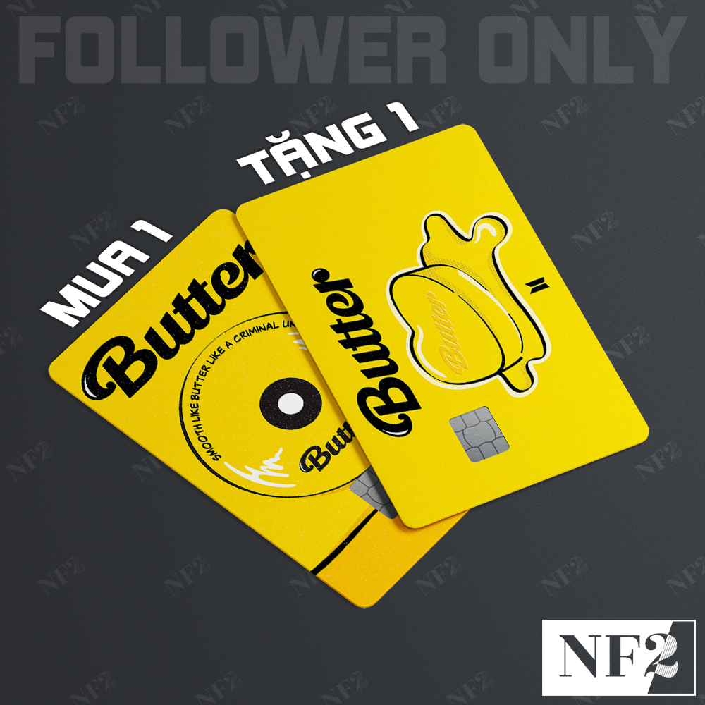 ALBUM BUTTER BTS'S- Decal Sticker Thẻ ATM (Thẻ Chung Cư, Thẻ Xe, Credit, Debit Cards) Miếng Dán Trang Trí NF2 Cards