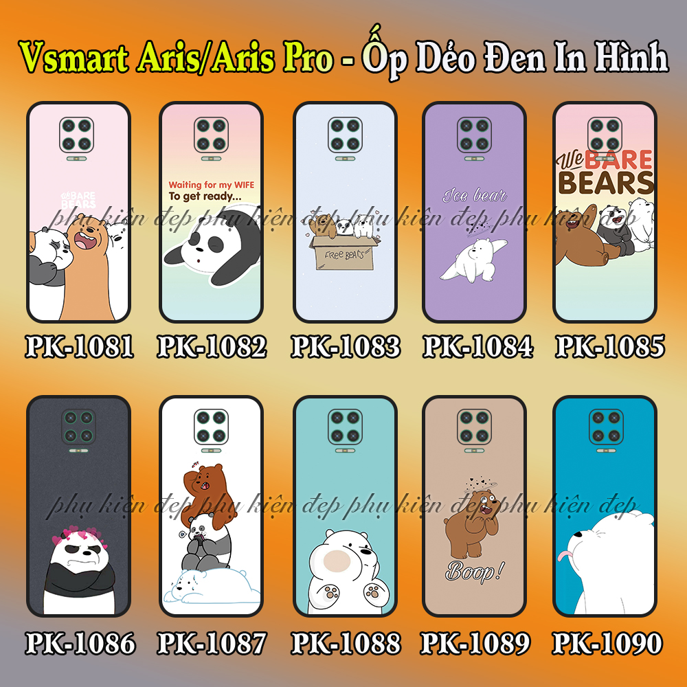 [HCM]Ốp lưng Vsmart Aris/ Aris Pro dẻo đen in hình Ba Chú Gấu Vui vẻ
