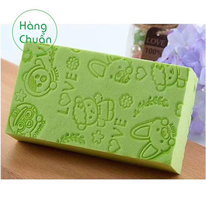 Hàng Chuẩn - Bông tắm bọt biển - Tẩy da chết tạo bọt kỳ ghét cực thích - Bông tắm cho bé, nam nữ trẻ em siêu mềm mại - Màu Xanh lá