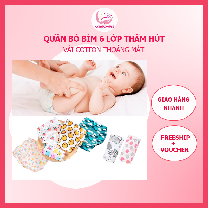 Quần bỏ bỉm cho bé chính hãng Goodmama 6 lớp thấm hút mềm mát thoáng khí size cho bé từ 5-17kg
