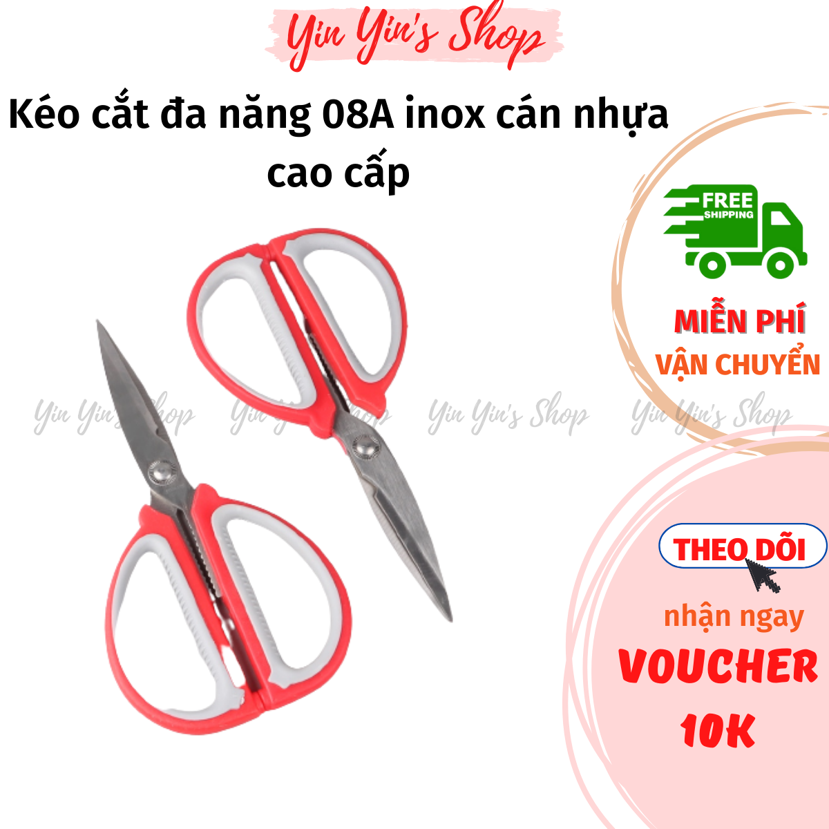 Kéo Cắt Đa Năng 08A Inox Cán Nhựa Cáo Cấp
