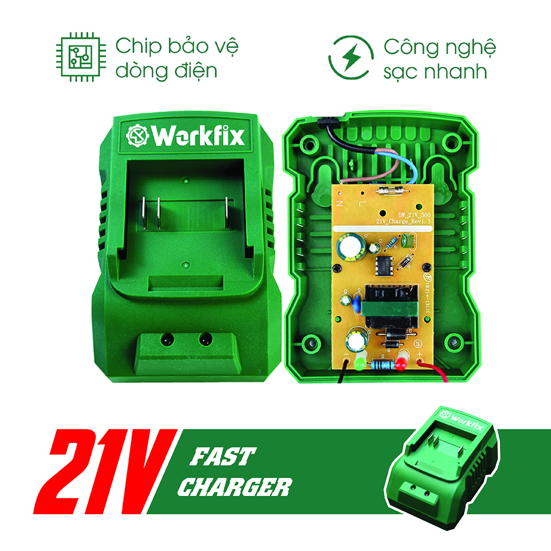 Sạc pin - Sạc Cốc, Sạc chân pin phổ thông Workfix 1.8A