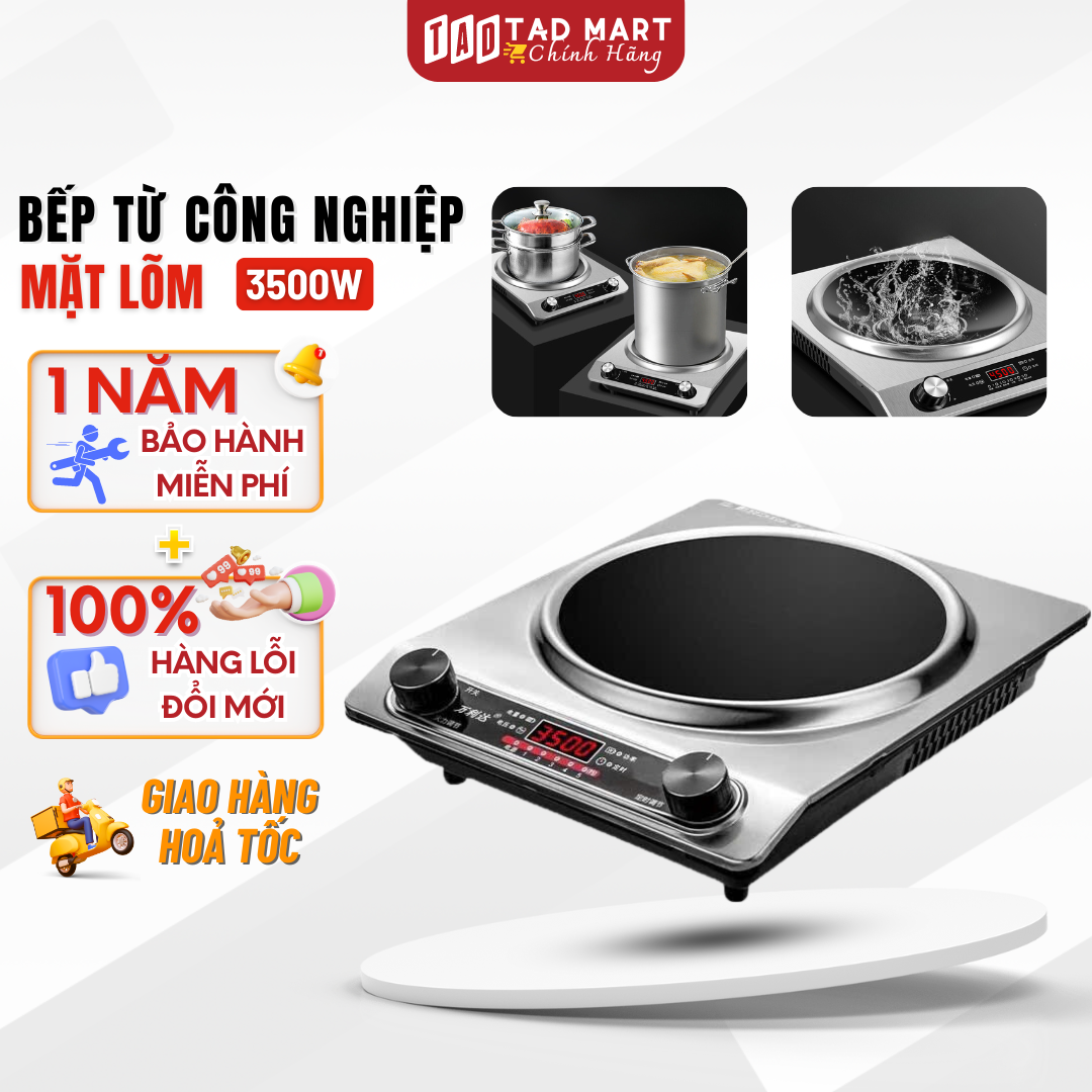 Bếp Điện Từ Công Nghiệp Mặt Lõm - Công Suất Lớn 3500W Tiết Kiệm Điện Có Hẹn Giờ Tắt An Toàn Dễ Sử Dụng Nấu Siêu Nhanh- BẢO HÀNH 12 THÁNG