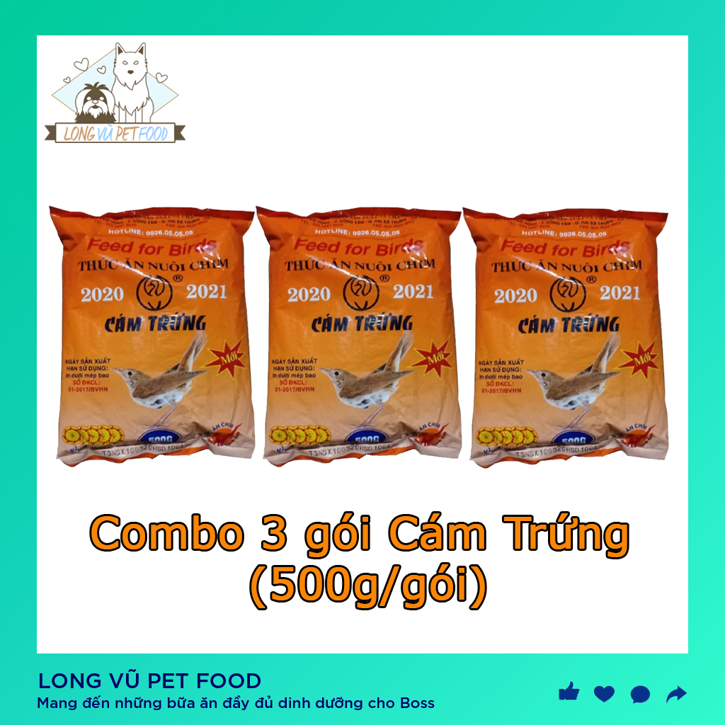 Combo 3 gói Thức ăn cho chim Cám trứng BAVI - 500g gói - Long Vũ Pet Food