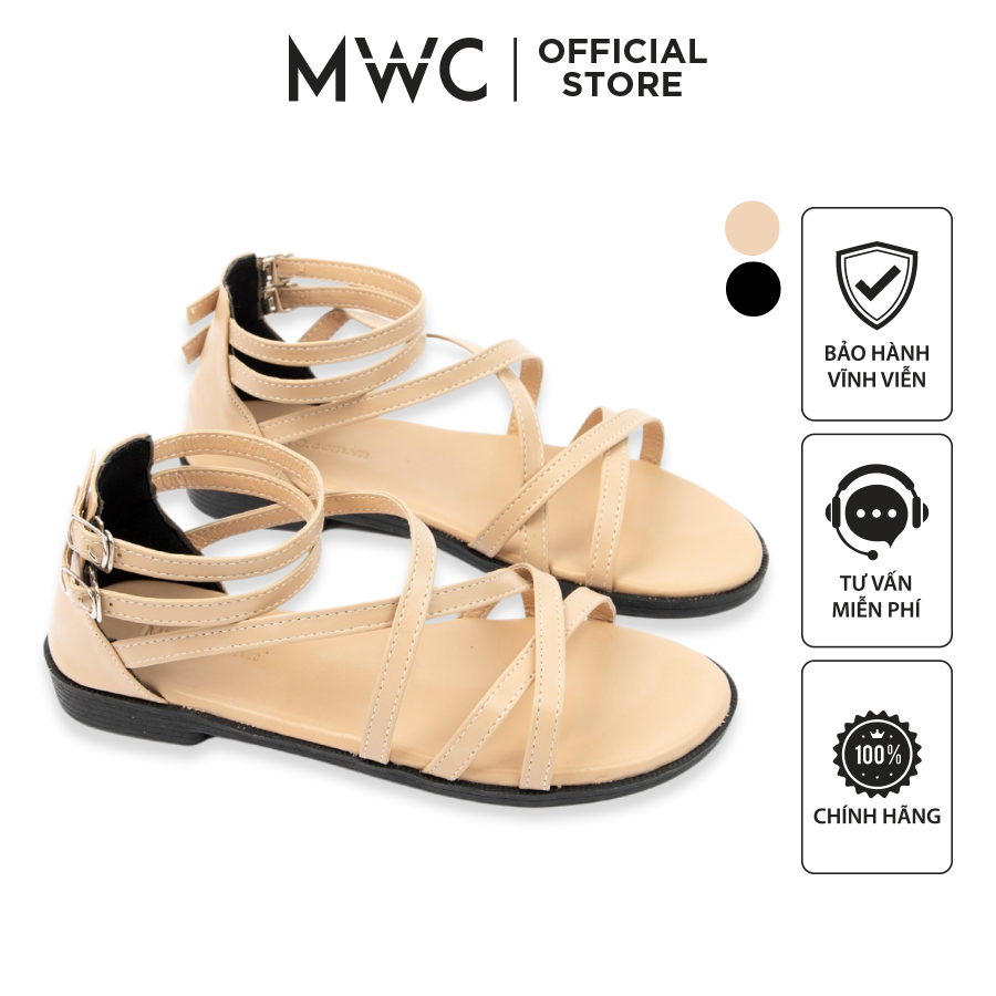 Giày mwc 2873 - giày sandal đế bệt, giày sandal quai chiến binh siêu xinh