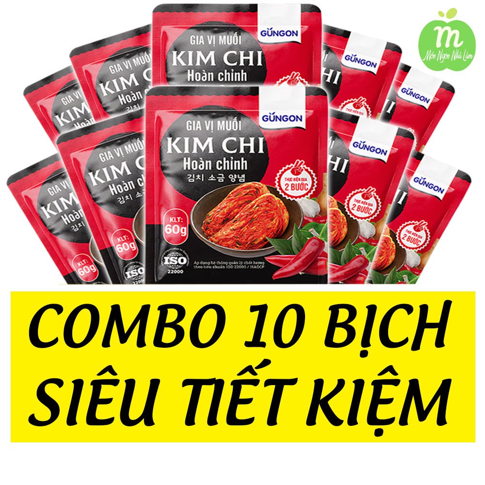 Combo 10 gói Gia vị muối Kim Chi hoàn chỉnh, Bột gia vị làm Kimchi Hàn Quốc Gungon