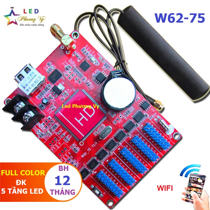 Card HD W62-75 (USB, Wifi) dùng cho Led ma trận Full color – Điều khiển 5 tầng Led