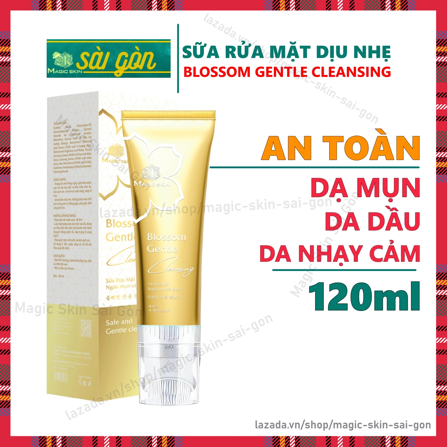 Sữa rửa mặt DỊU NHẸ phù hợp cho DA MỤN, DA DẦU, DA NHẠY CẢM Blossom Gentle Cleansing Magic Skin