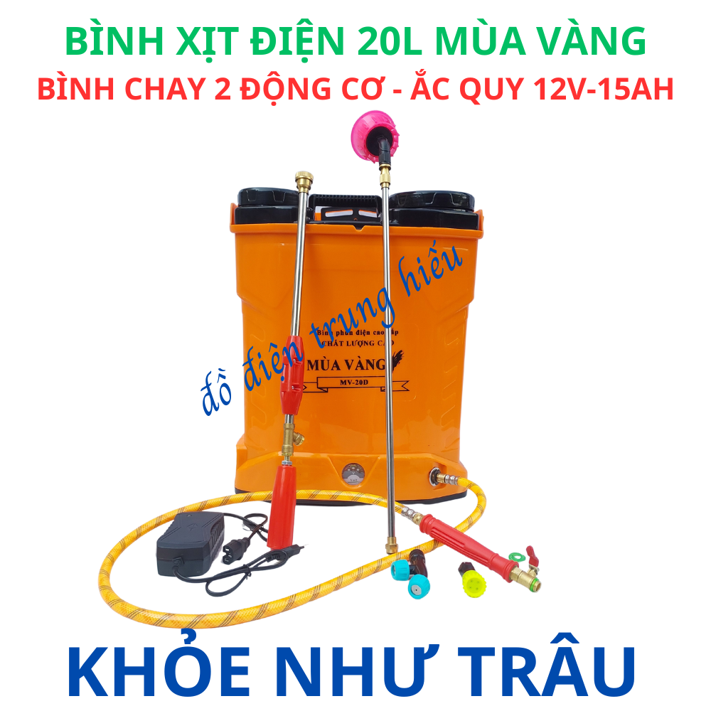 bình xịt phun thuốc bằng điện 2 bơm MÙA VÀNG 20lit