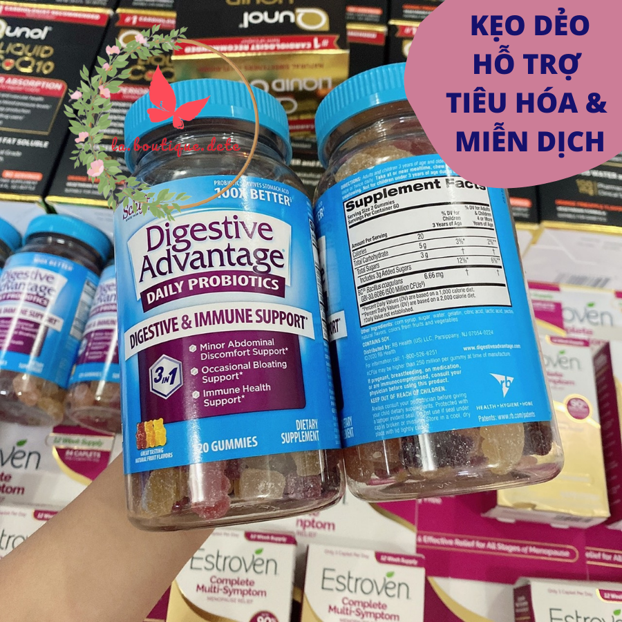 Kẹo dẻo Schiff Digestive & Immune Supports Advantage Probiotic 120 viên - Hàng Mỹ