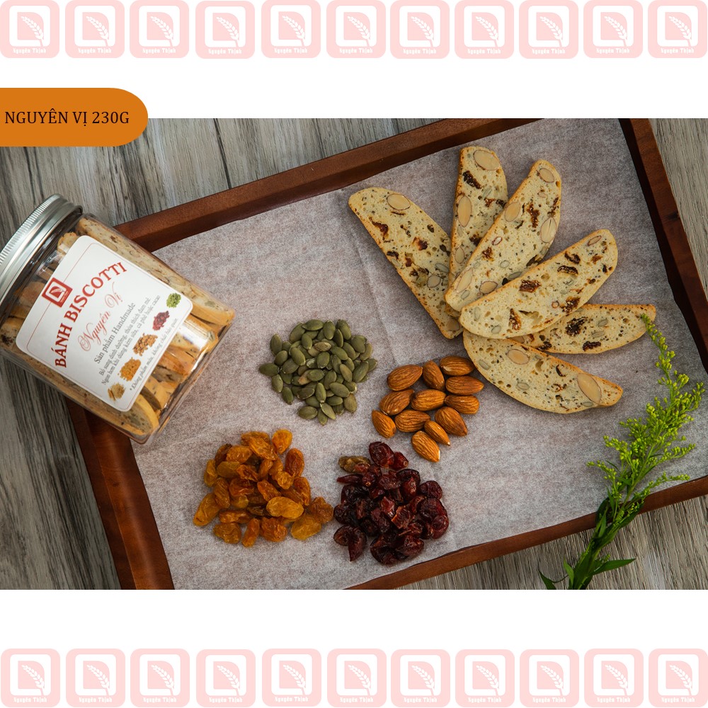 230G | Biscotti Nguyên Thịnh | NGUYÊN VỊ_Bánh Biscotti Chứa Nhiều Hạt Bổ Dưỡng, Tốt Cho Sức Khỏe (Hộp)