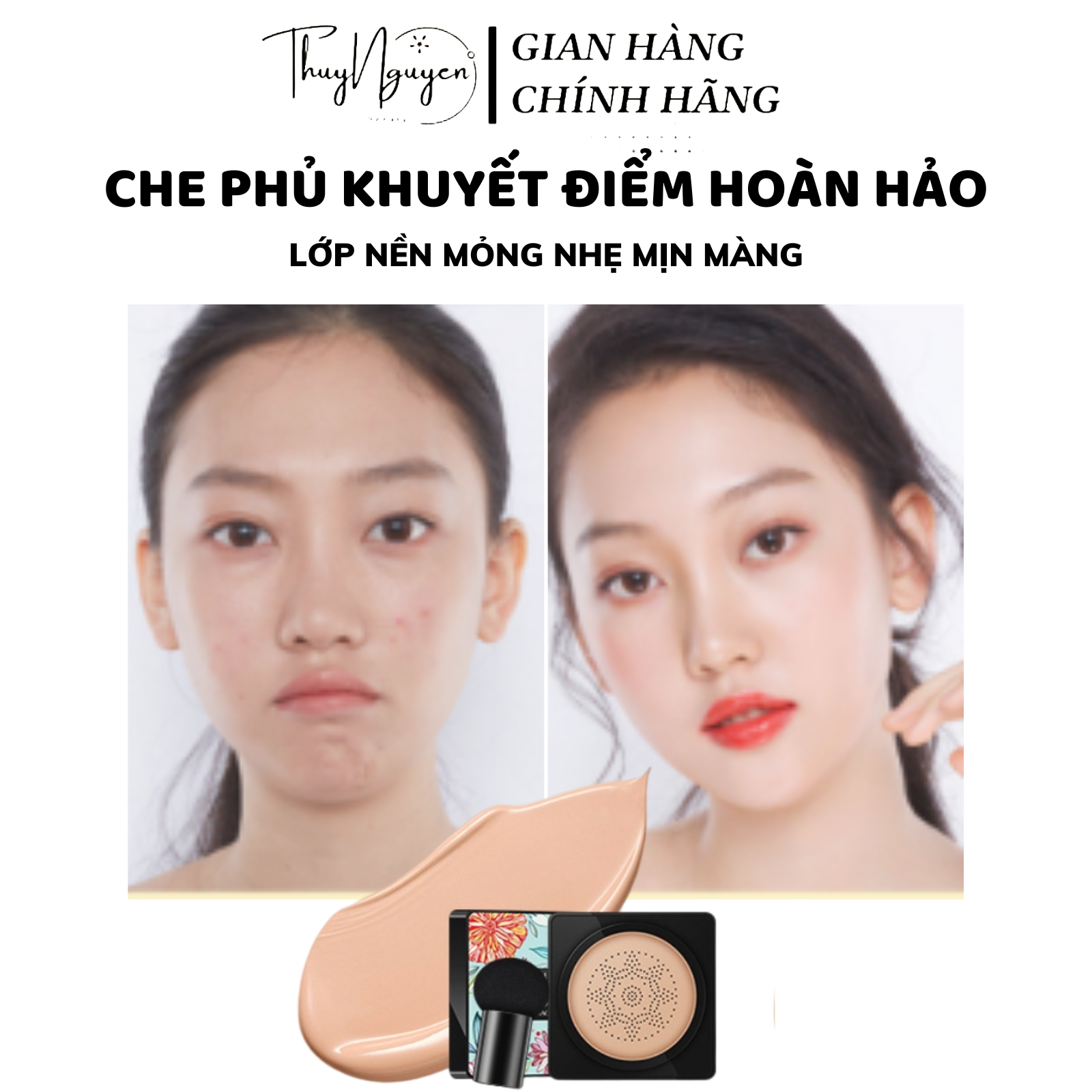 Phấn Nước Beauty Cream Venzen Che Khuyết Điểm, Dưỡng Ẩm, Trắng Sáng Da, Kiềm dầu Tốt