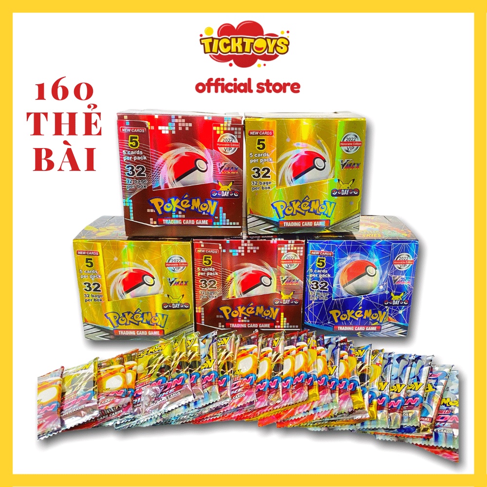 Hộp 160 thẻ bài pokemon tcg bóng tts03