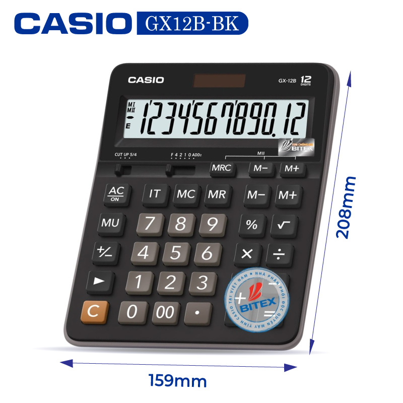 Máy tính casio gx-12b - chính hãng bitex, bảo hành 7 năm
