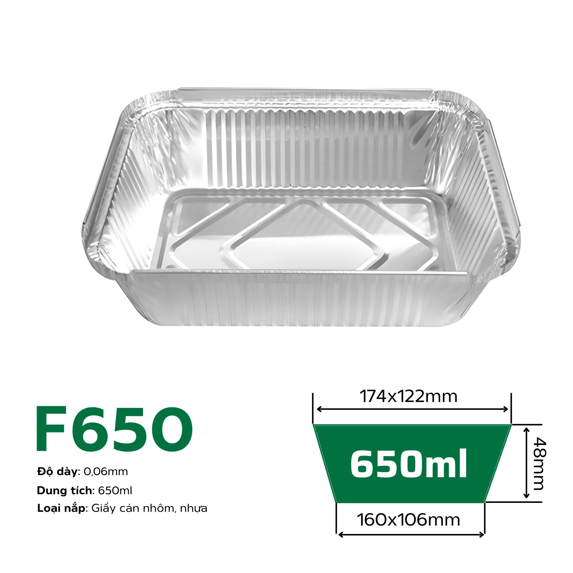 ⚡️loại 𝟲𝟱𝟬𝗺𝗹⚡️set 50 hộp giấy bạc - hộp nhôm dùng một lần